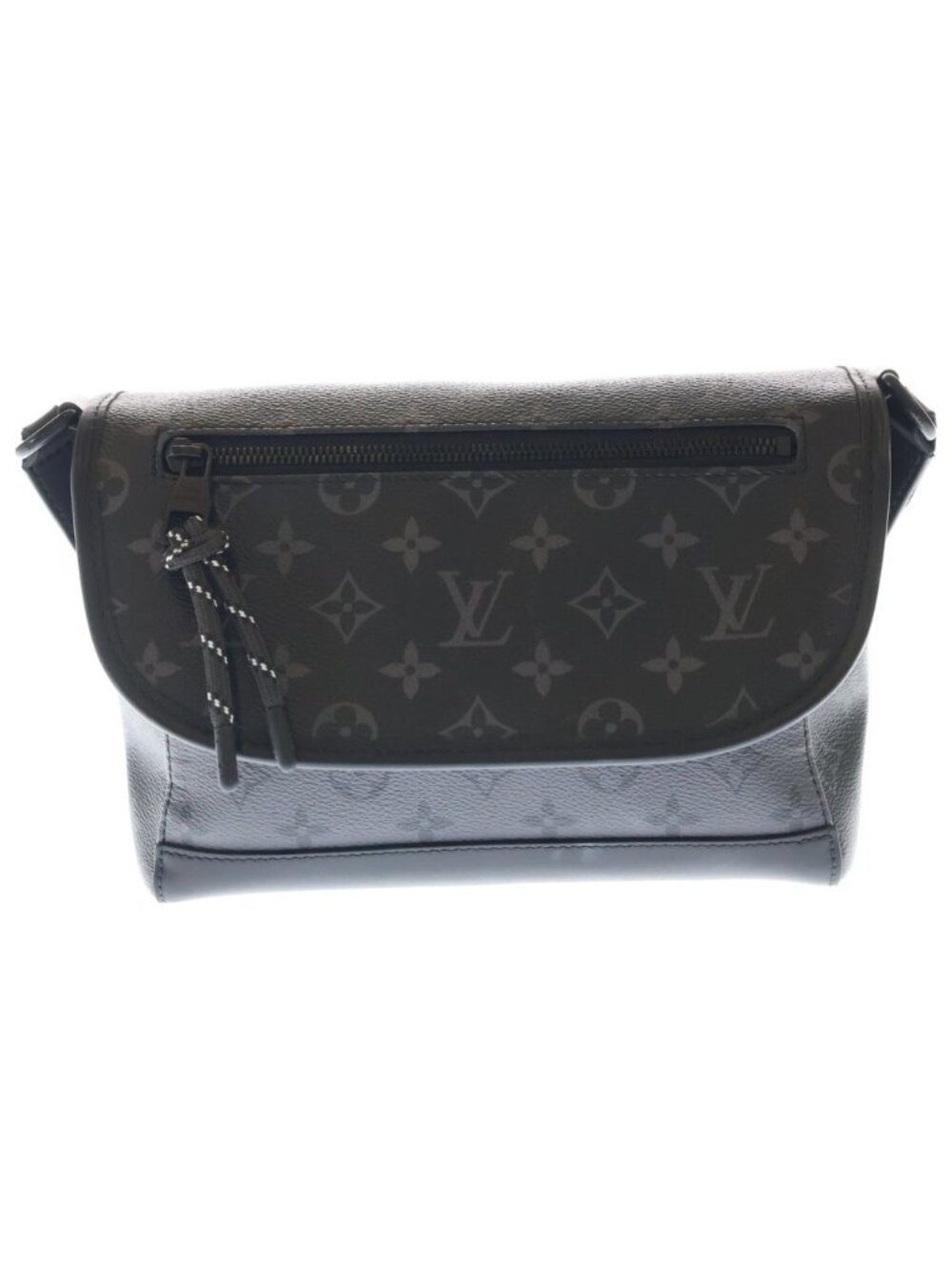 Louis Vuitton Monogram Eclipse Pulse Messenger Shoulder Bag Black Gray Leather
